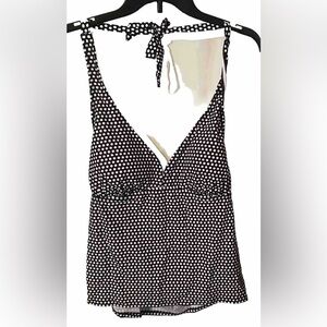 Black and White Polka Dot swim top Sz L